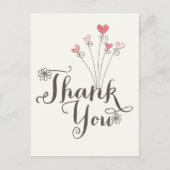 お洒落デイジーピンクハート誕生日ありがとう ポストカード (正面)