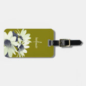 お洒落デイジーフラワーカスタム文字&カラーズオリーブ ラゲッジタグ (正面横)