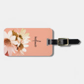 お洒落デイジーフラワーカスタム文字&カラーズピーチ ラゲッジタグ (正面横)