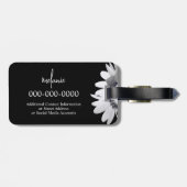 お洒落デイジーフラワーカスタム文字&カラーズブラック ラゲッジタグ (裏面横)