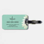 お洒落デイジーフラワーカスタム文字&カラーティール(緑がかった色) ラゲッジタグ (裏面横)