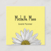 お洒落デイジーボタシンプルニカルキュートイエロー スクエア名刺 (正面)