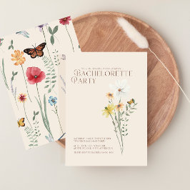お洒落デイジーワイルドフラワーバチェロレッテ 招待状