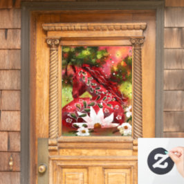 お洒落デイジー馬のフィールド抽象芸術アート ウィンドウサイン