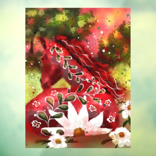 お洒落デイジー馬のフィールド抽象芸術アート ウィンドウサイン (シート3)