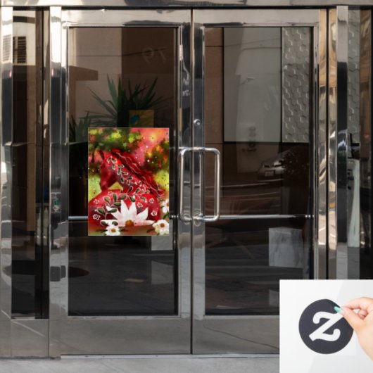 お洒落デイジー馬のフィールド抽象芸術アート ウィンドウサイン (オフィスドア)