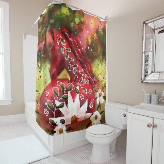 お洒落デイジー馬のフィールド抽象芸術アート シャワーカーテン (インサイチュ)