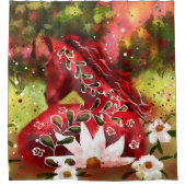 お洒落デイジー馬のフィールド抽象芸術アート シャワーカーテン (正面)