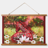 お洒落デイジー馬のフィールド抽象芸術アート 吊り下げ型タペストリー (正面)