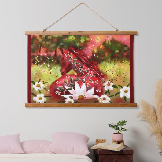 お洒落デイジー馬のフィールド抽象芸術アート 吊り下げ型タペストリー (寝室)