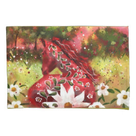 お洒落デイジー馬のフィールド抽象芸術アート 枕カバー