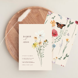 お洒落デイジー黄色の野結婚花 招待状