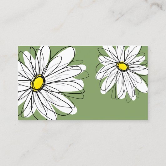 お洒落デイジー – 黄色の緑 名刺 (裏面)