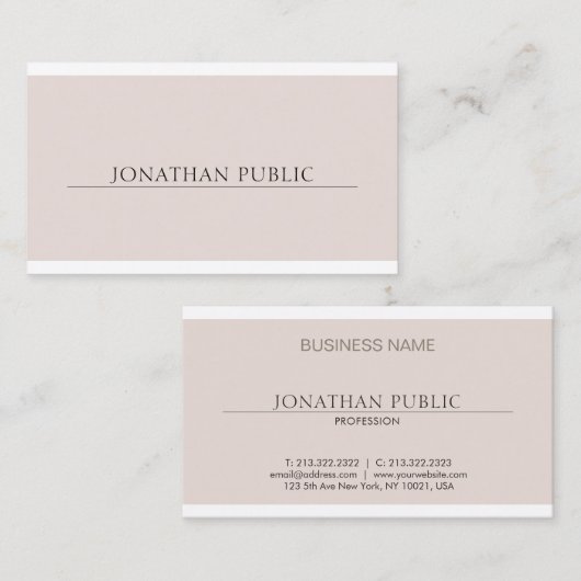 お洒落デザインエレガントトレンディーベージュブラウンプレーンシック 名刺 (正面/裏面)