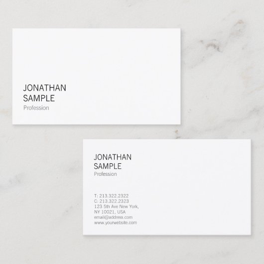 お洒落デザインモダントレンディーカッコいいプロフェッショナルプレーン 名刺 (正面/裏面)