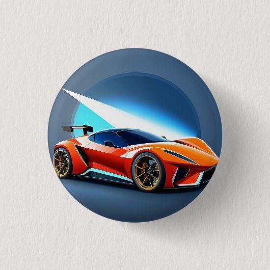 お洒落デザイン付きスポーツモダン車 缶バッジ (正面)