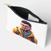 「お洒落デザイン付パウチユニークバッグ」 アクセサリーポーチ (見開き)