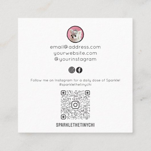 お洒落トレンディーインフルエンサーQRコード スクエア名刺 (裏面)