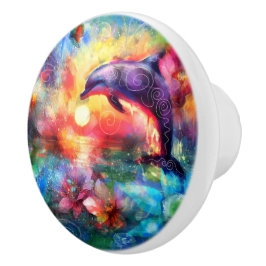 お洒落ドルフィン沿岸航海のフローラティール（緑がかった色） セラミックノブ