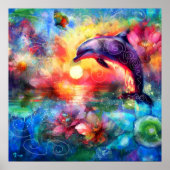 お洒落ドルフィン沿岸航海のフローラティール(緑がかった色) ポスター (正面)