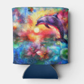 お洒落ドルフィン沿岸航海のフローラティール（緑がかった色） 缶クーラー (裏面)