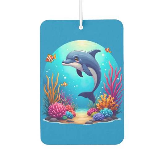 お洒落ドルフィン鮮やかインコーラルリーフ カーエアーフレッシュナー (正面)