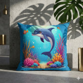 お洒落ドルフィン鮮やかインコーラルリーフ クッション