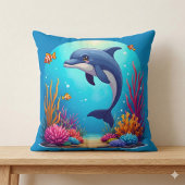 お洒落ドルフィン鮮やかインコーラルリーフ クッション