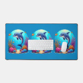 お洒落ドルフィン鮮やかインコーラルリーフ デスクマット (キーボード&マウス)