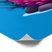 お洒落ドルフィン鮮やかインコーラルリーフ ポスター (角)