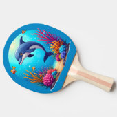 お洒落ドルフィン鮮やかインコーラルリーフ 卓球ラケット (横)