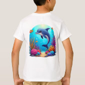 お洒落ドルフィン鮮やかインコーラルリーフ Tシャツ (裏面)