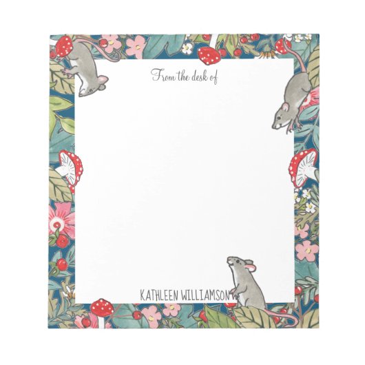 お洒落ネズミマッシュルームウッドランドカスタム ノートパッド (正面)