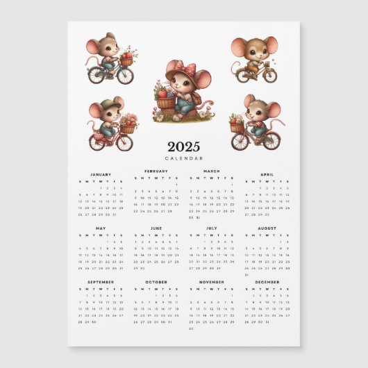 お洒落ネズミ2025年磁気カレンダー (正面)