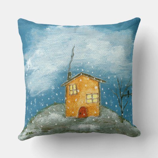 お洒落ハウススノーストームツリーフォークアー絵画ト クッション (裏面)