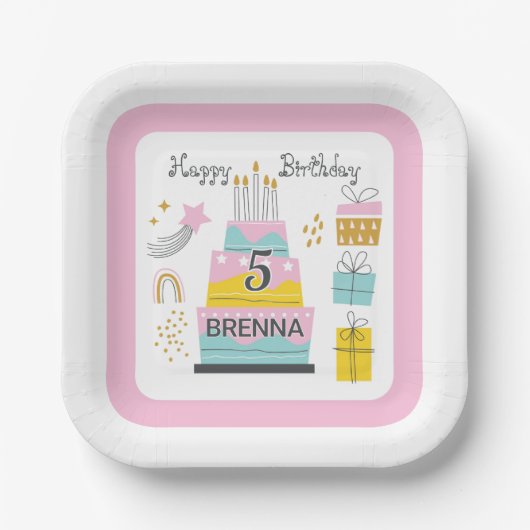お洒落ハッピーバースデーパーティー ペーパープレート (正面)