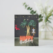 お洒落ハッピーバースデー超現実変質美術 ポストカード (スタンド正面)