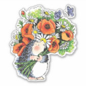 お洒落ハリネズミとケシ シール (正面)