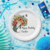 お洒落ハリネズミとポピー誕生日 ペーパープレート (パーティー)