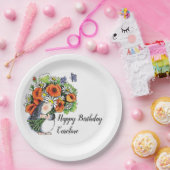 お洒落ハリネズミとポピー誕生日 ペーパープレート (パーティー)