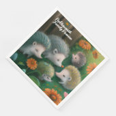 お洒落ハリネズミ一家が庭でピクニックをする (コーナー)