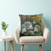 お洒落ハリネズミ一家が庭でピクニックをする クッション (椅子)