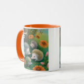 お洒落ハリネズミ一家が庭でピクニックをする マグカップ (正面左)