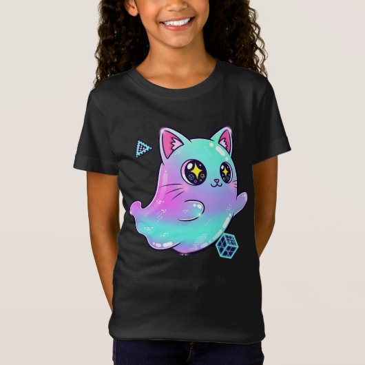 お洒落ハロウィンの服を彼女のために:かわいい幽霊 Tシャツ (正面)
