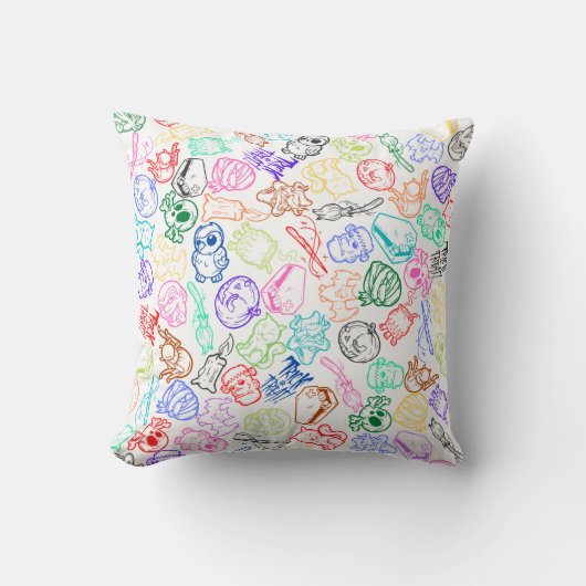 お洒落ハロウィンカラフルとよくはしゃぐデザイン クッション (正面)