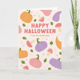 お洒落ハロウィーンのカボチャとキノコ カード