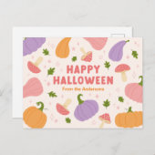 お洒落ハロウィーンのカボチャとキノコ ポストカード (正面/裏面)