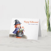 お洒落ハロウィーンの魔女とカエル カード (正面)