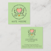 お洒落ハートウイング助産師又は誕生コーチ スクエア名刺 (正面/裏面)