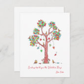 お洒落ハートツリーハッピーバレンタインデー シーズンカード (正面/裏面)